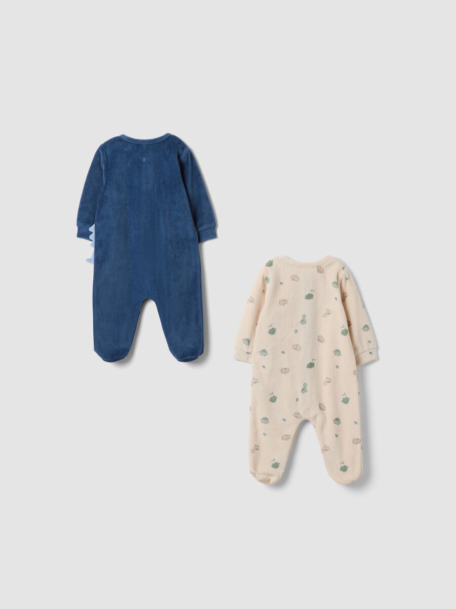 2-pack of multicolour dinosaur print cotton-blend sleepsuits for baby_1