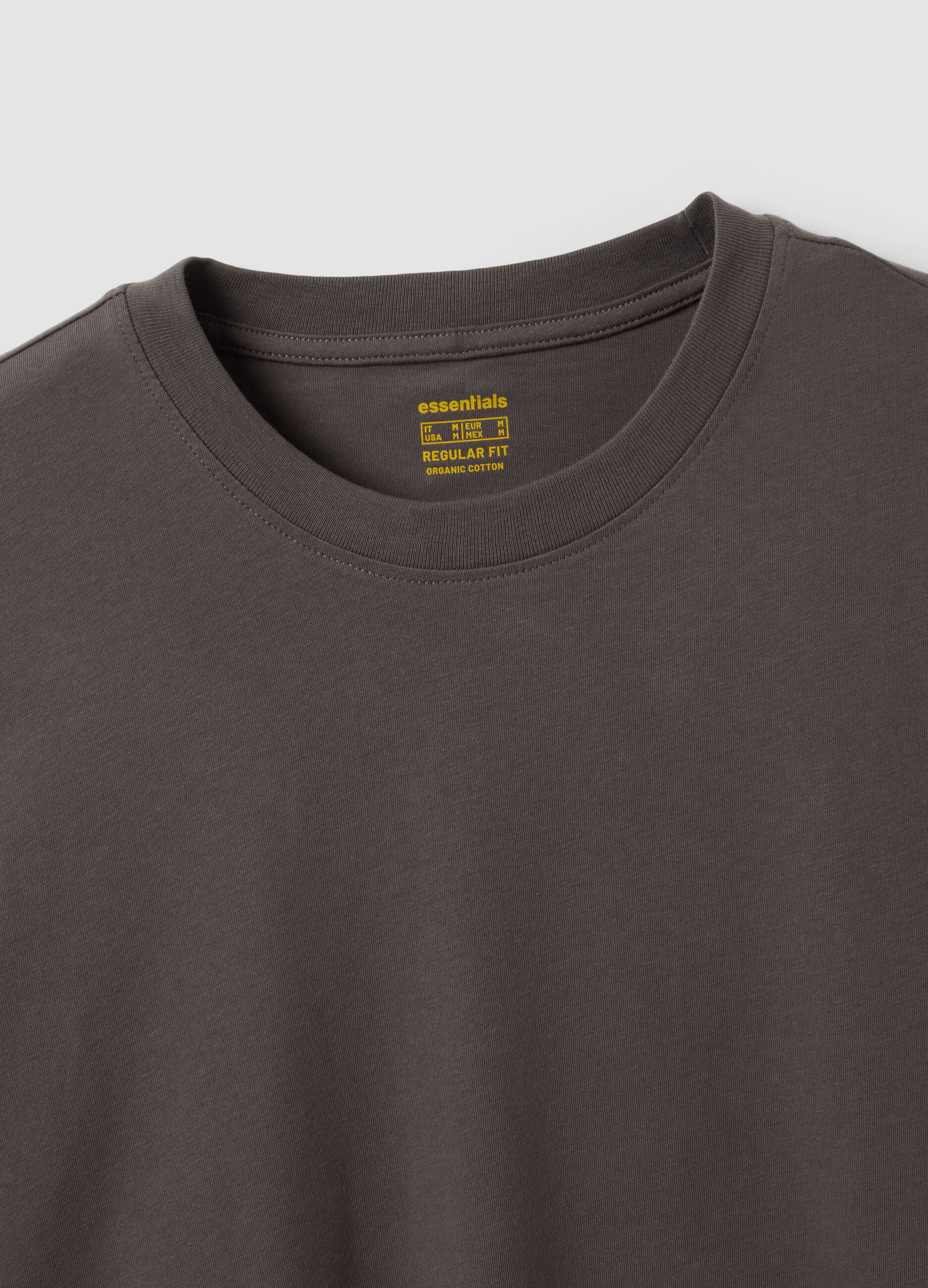 Graues Herren-Langarmshirt aus 100 % Bio-Baumwolle mit Rundhalsausschnitt