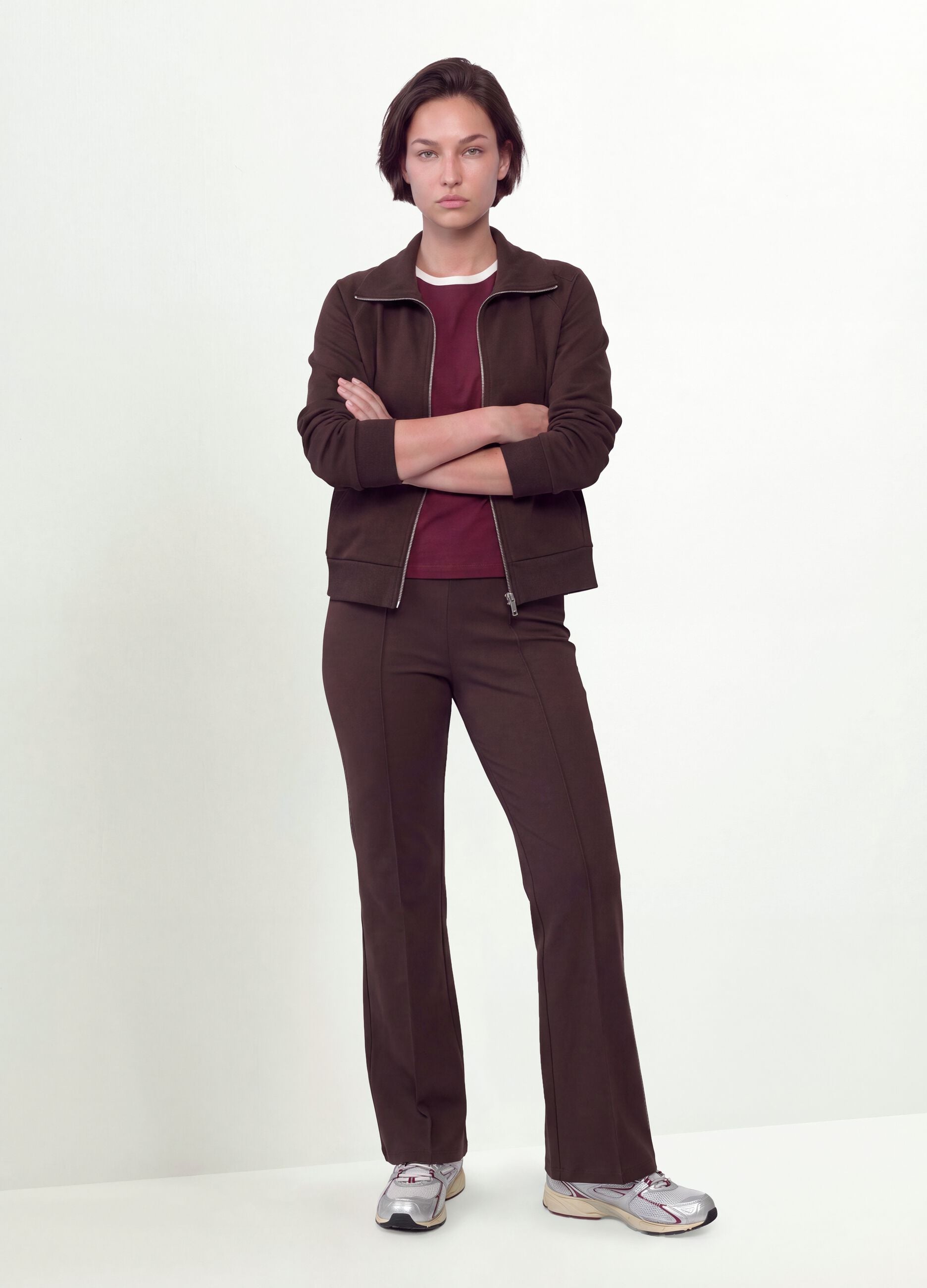 Braune Flare-Hose aus elastischer Viskose