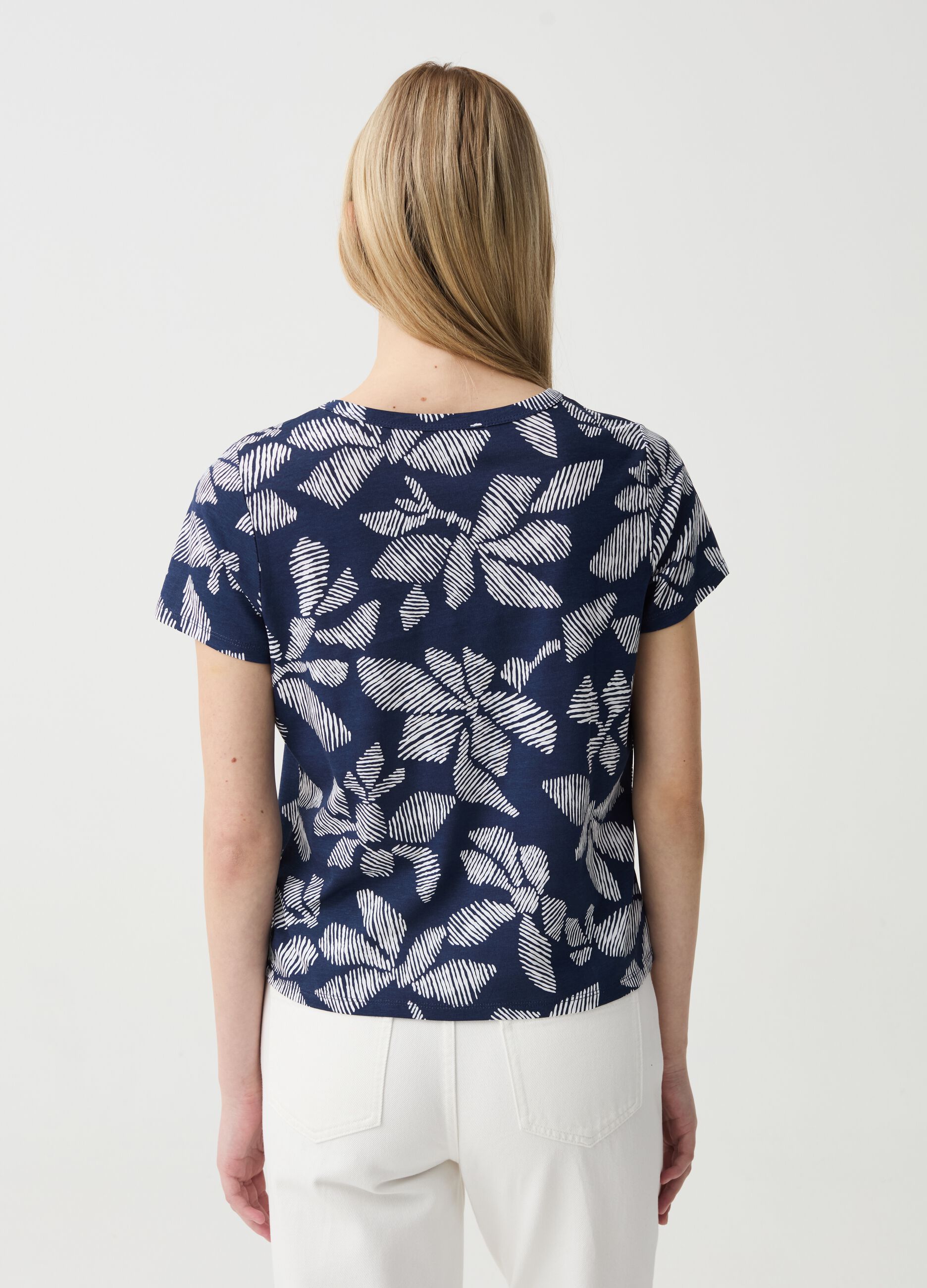 T-shirt in cotone con stampa all-over