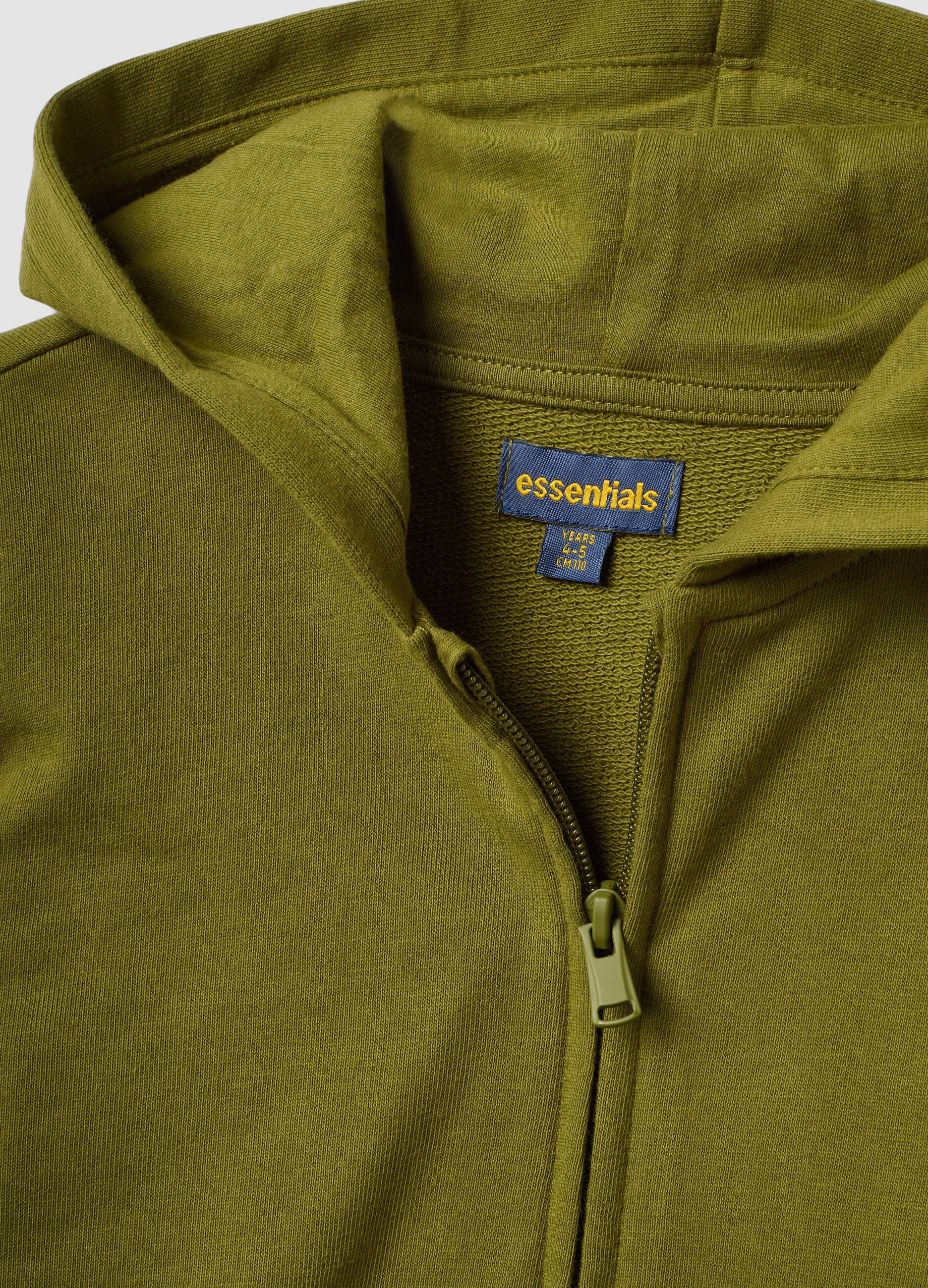 Sudadera verde con capucha de algod&oacute;n org&aacute;nico puro para ni&ntilde;o, corte regular