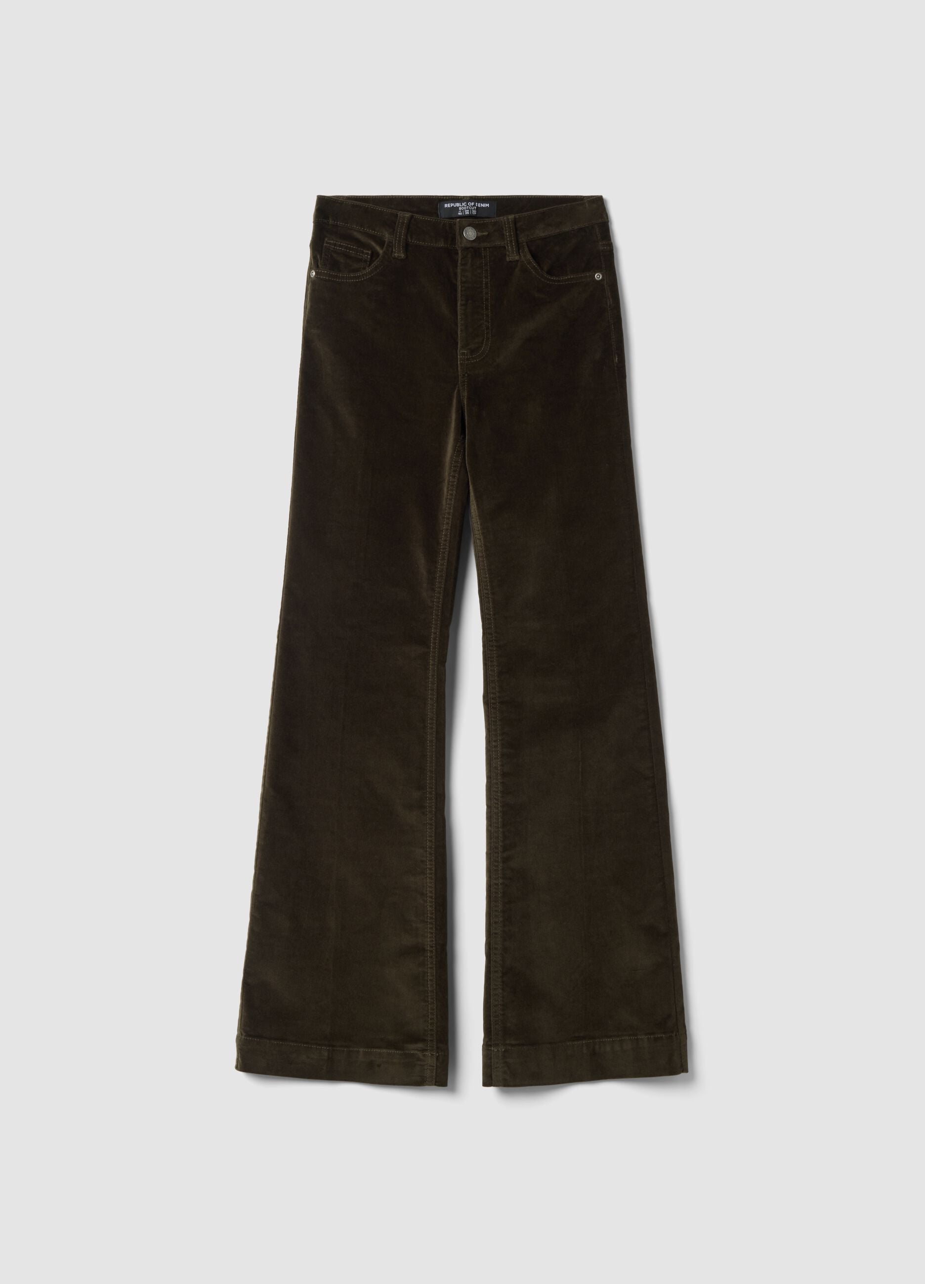 Green bootcut stretch-cotton jeans