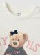 White stretch cotton T-shirt with teddy bear print for girls_2