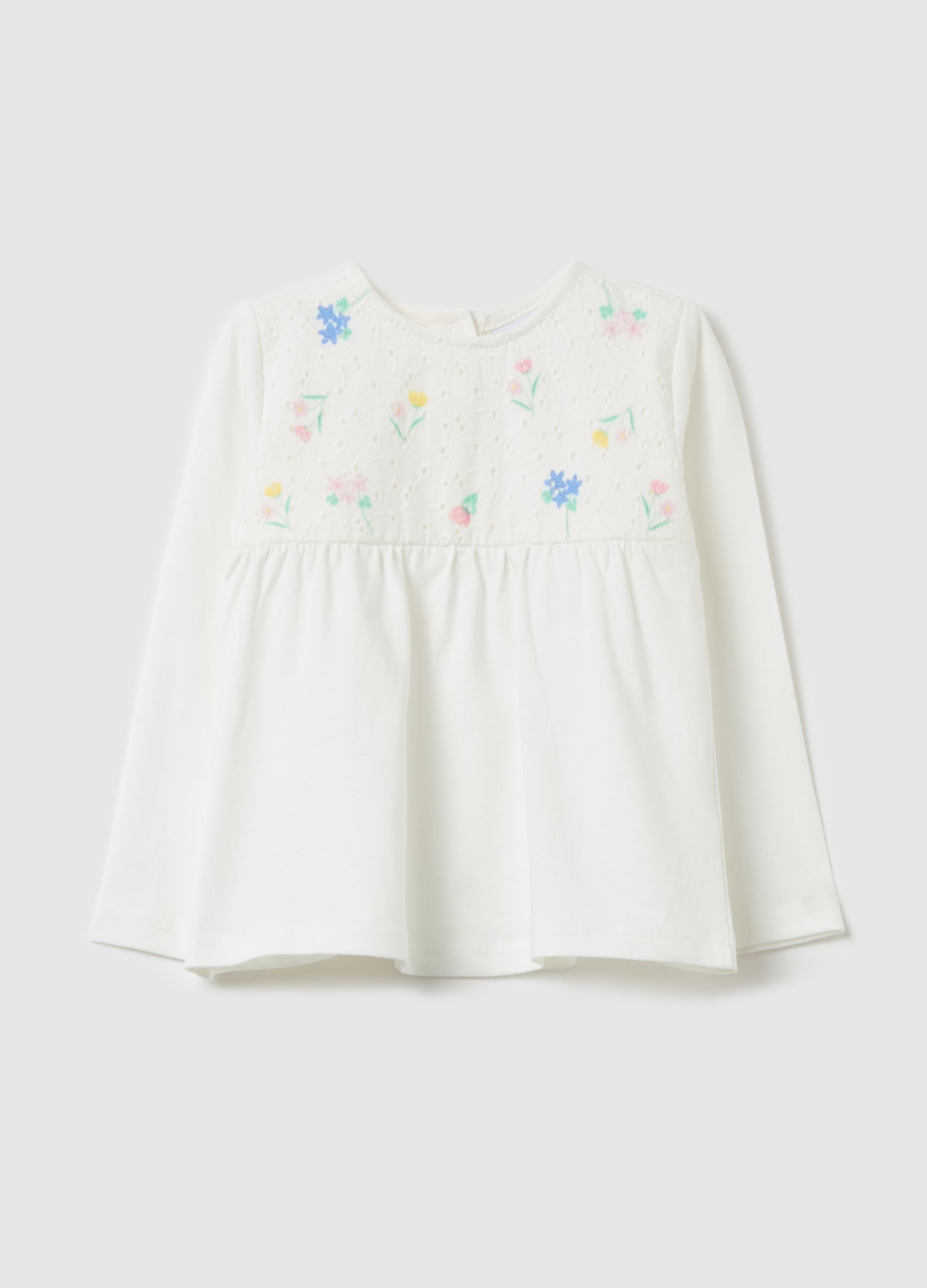 Broderie anglaise T-shirt with ditsy floral print