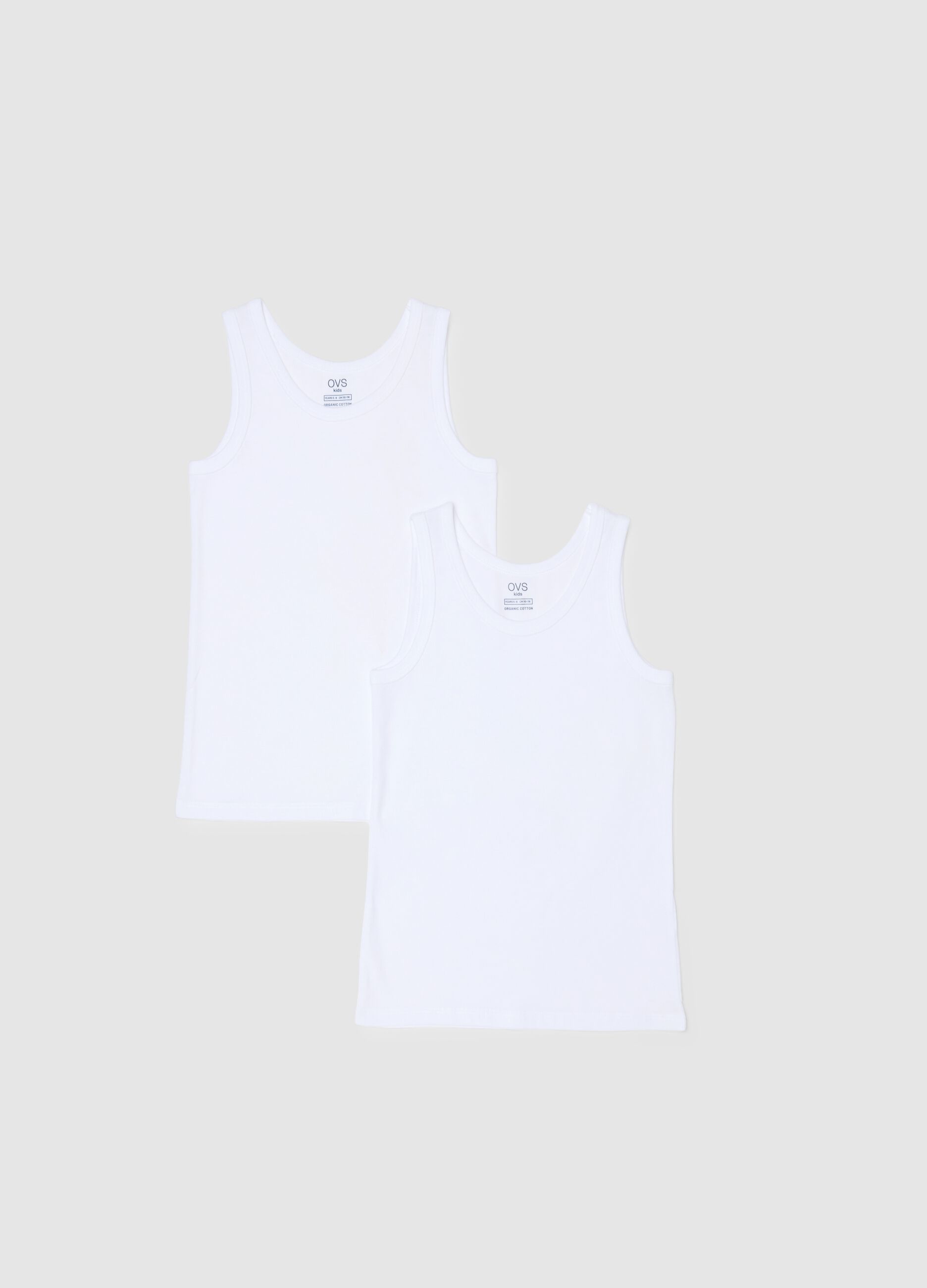 Pack of two white children's vests in pure cotton regular fit