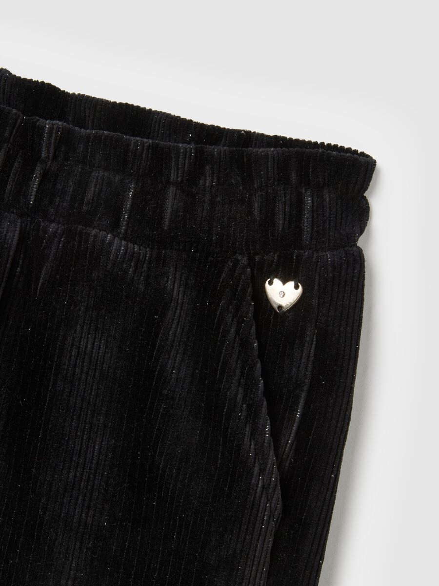 Girls' Wide Black Cotton Blend Trousers_3