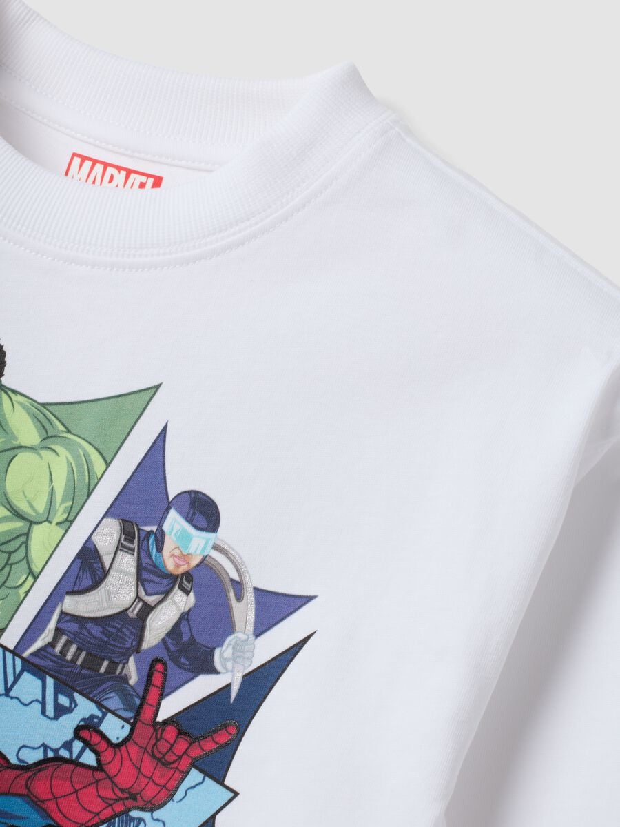 White oversized pure cotton Spider-Man print T-shirt for boys_2