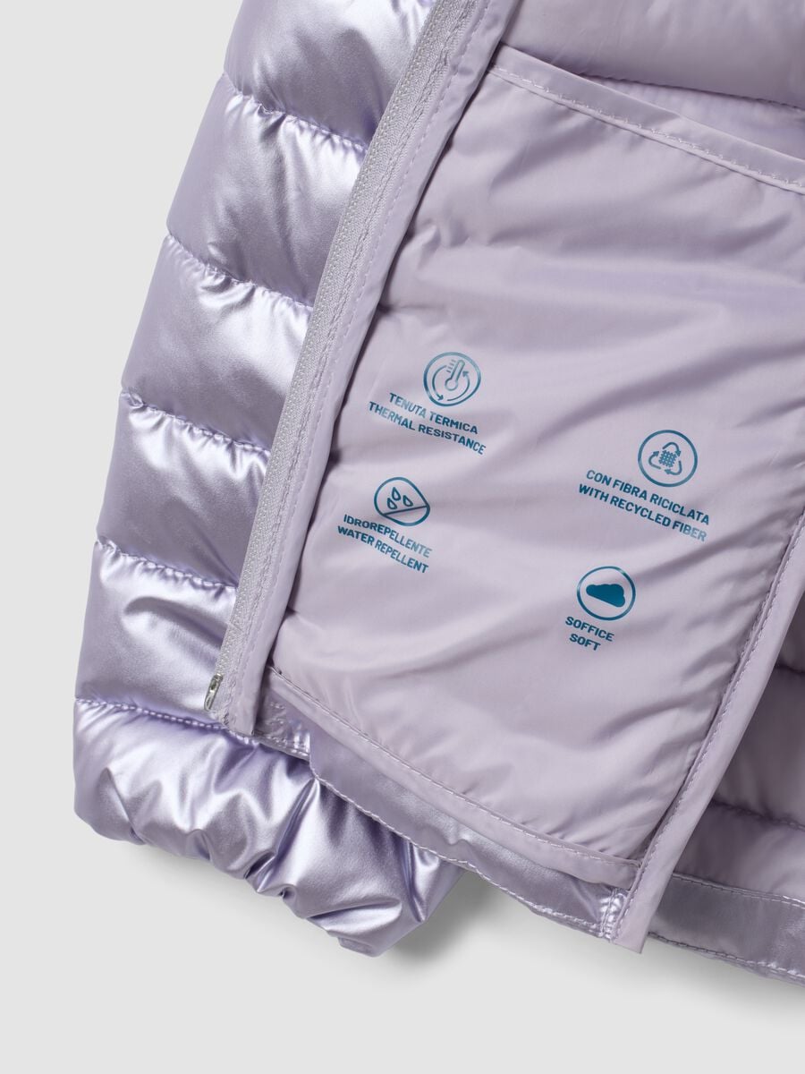 Ultralight Steppjacke in Violett mit Kapuze und Reissverschluss f&uuml;r M&auml;dchen_2