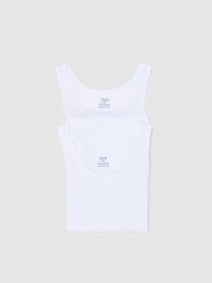 Boys' white undershirts twin pack in pure cotton regular fit_2