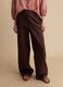 Braune gestreifte Viskose-Mix Hose mit weitem Bein_1