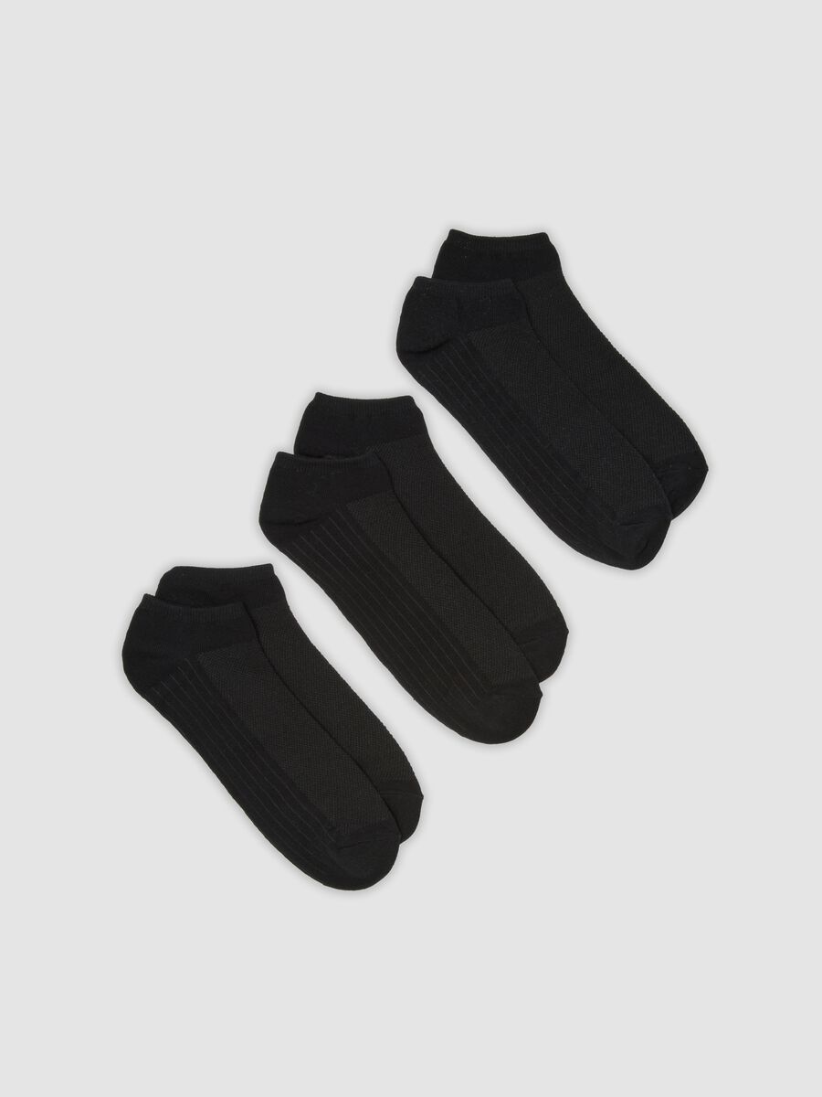 3-pack black ankle sports socks in stretch organic cotton_0