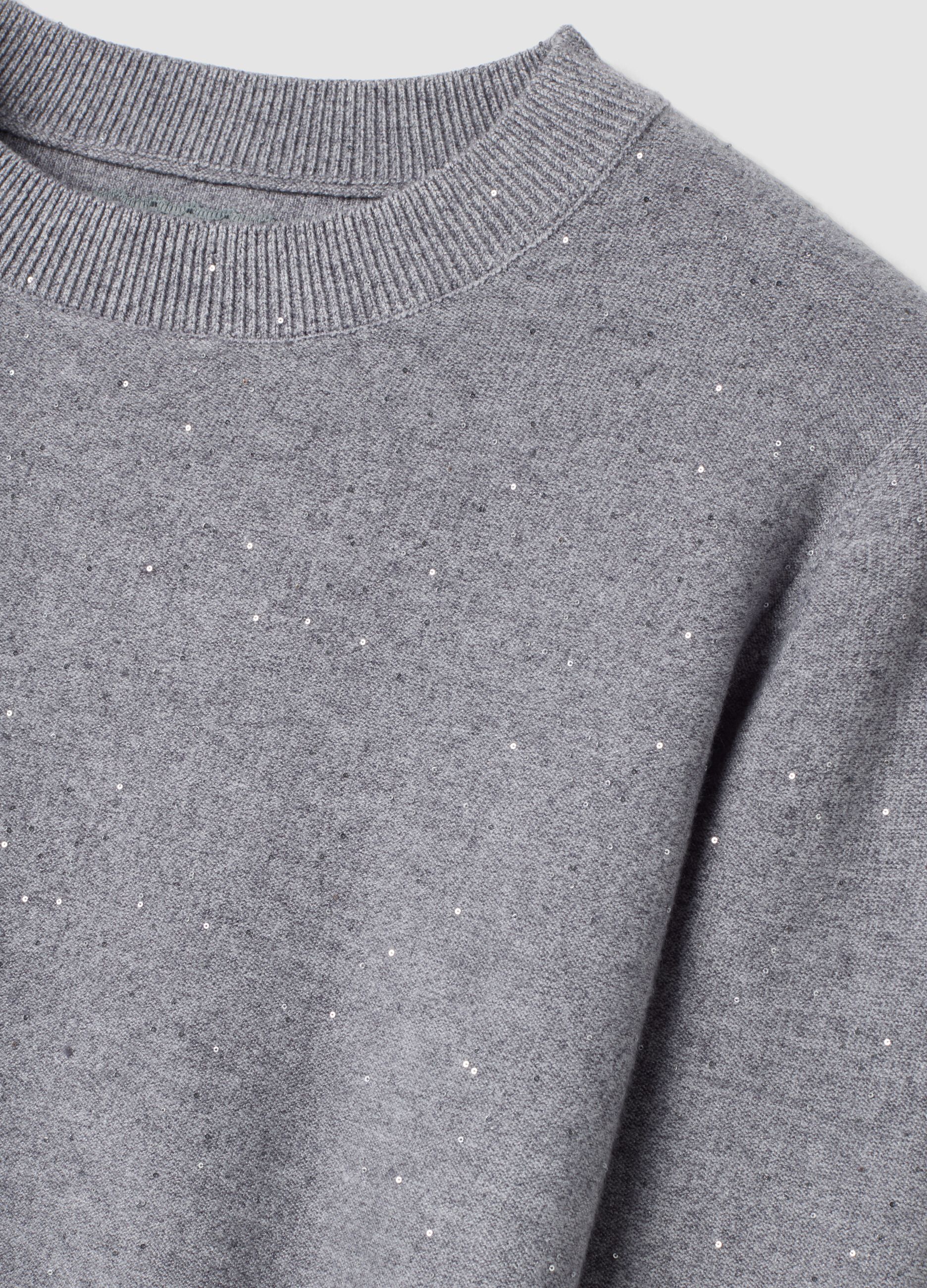 Grey viscose-blend sequin jumper, regular fit