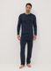 Blue pure organic cotton pyjamas with Henley neckline, regular fit_0
