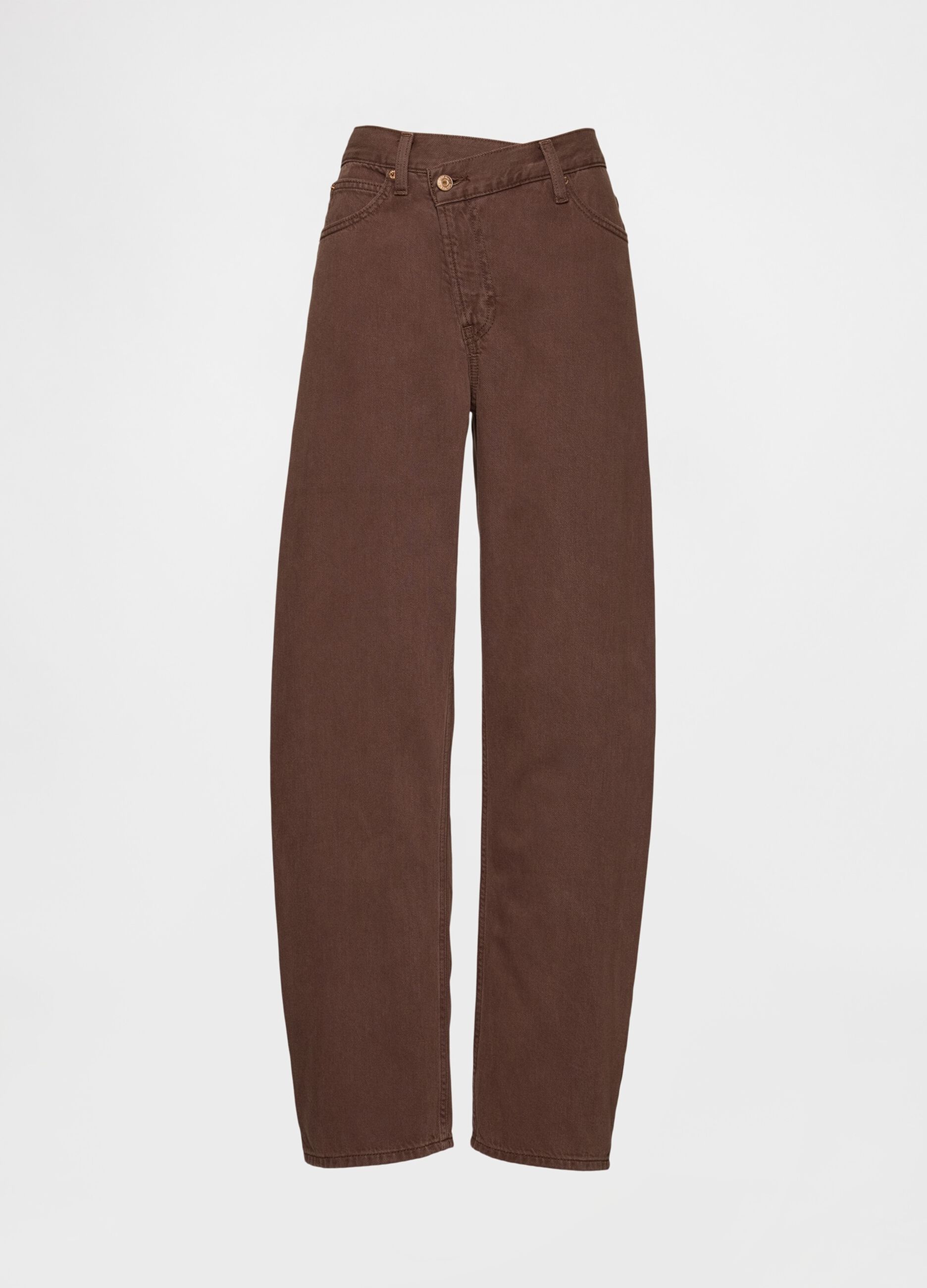 Jeans castanhos de algod&atilde;o e lyocell