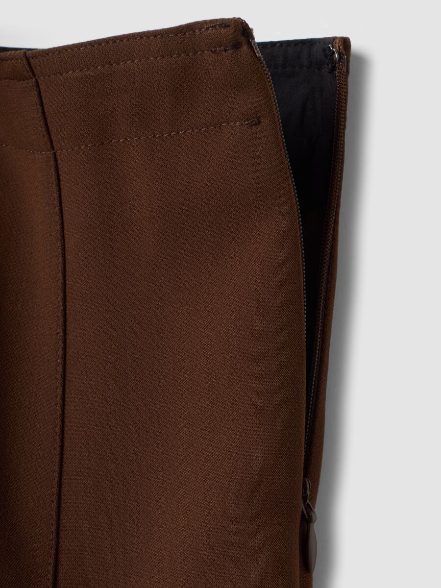 Brown stretch viscose skirt with regular waist_5