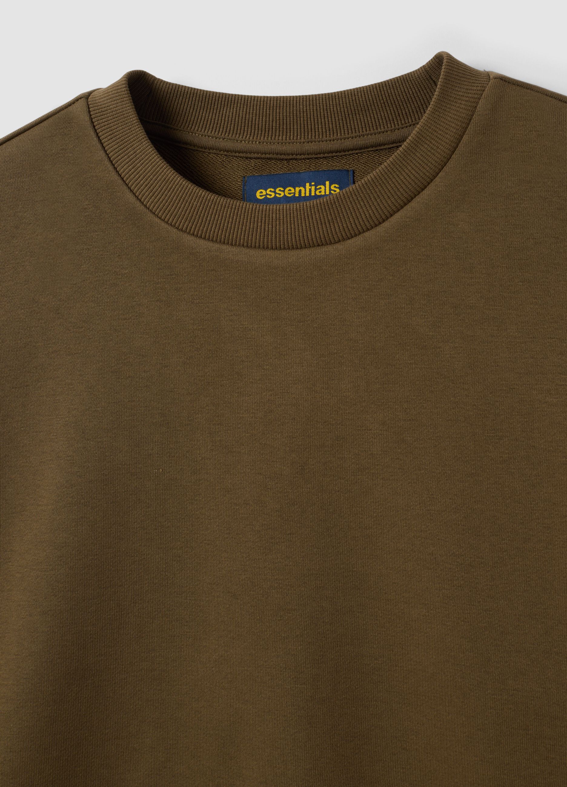 Green cotton-blend regular-fit crew-neck sweatshirt