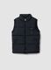 Black water-repellent padded gilet with zip and high neck for boys_3
