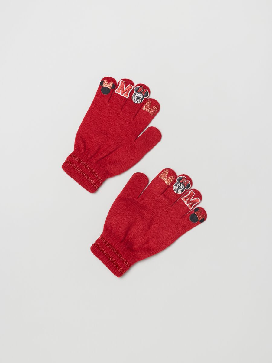 Gloves with glitter Minnie print_1