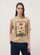 Beige pure cotton T-shirt with floral print_2