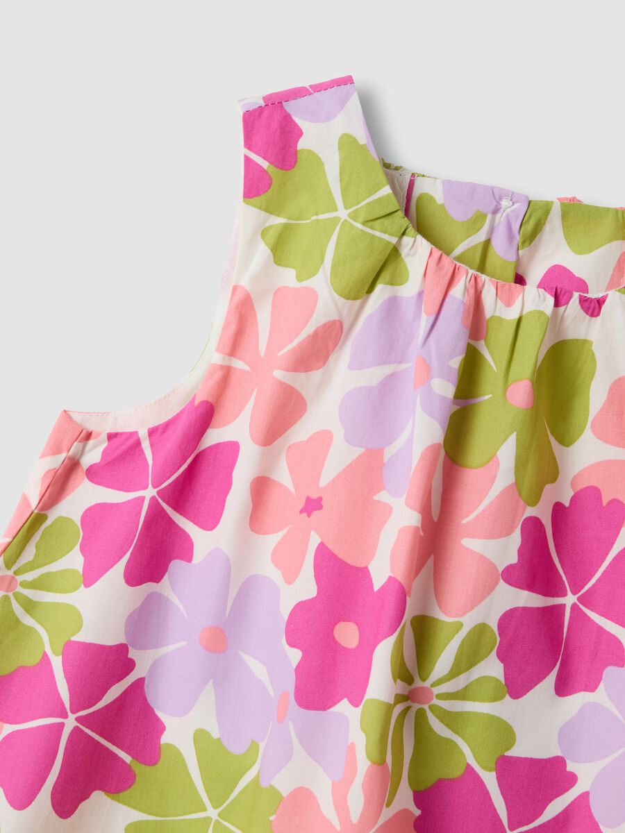 Multicoloured pure cotton dress with floral print_2