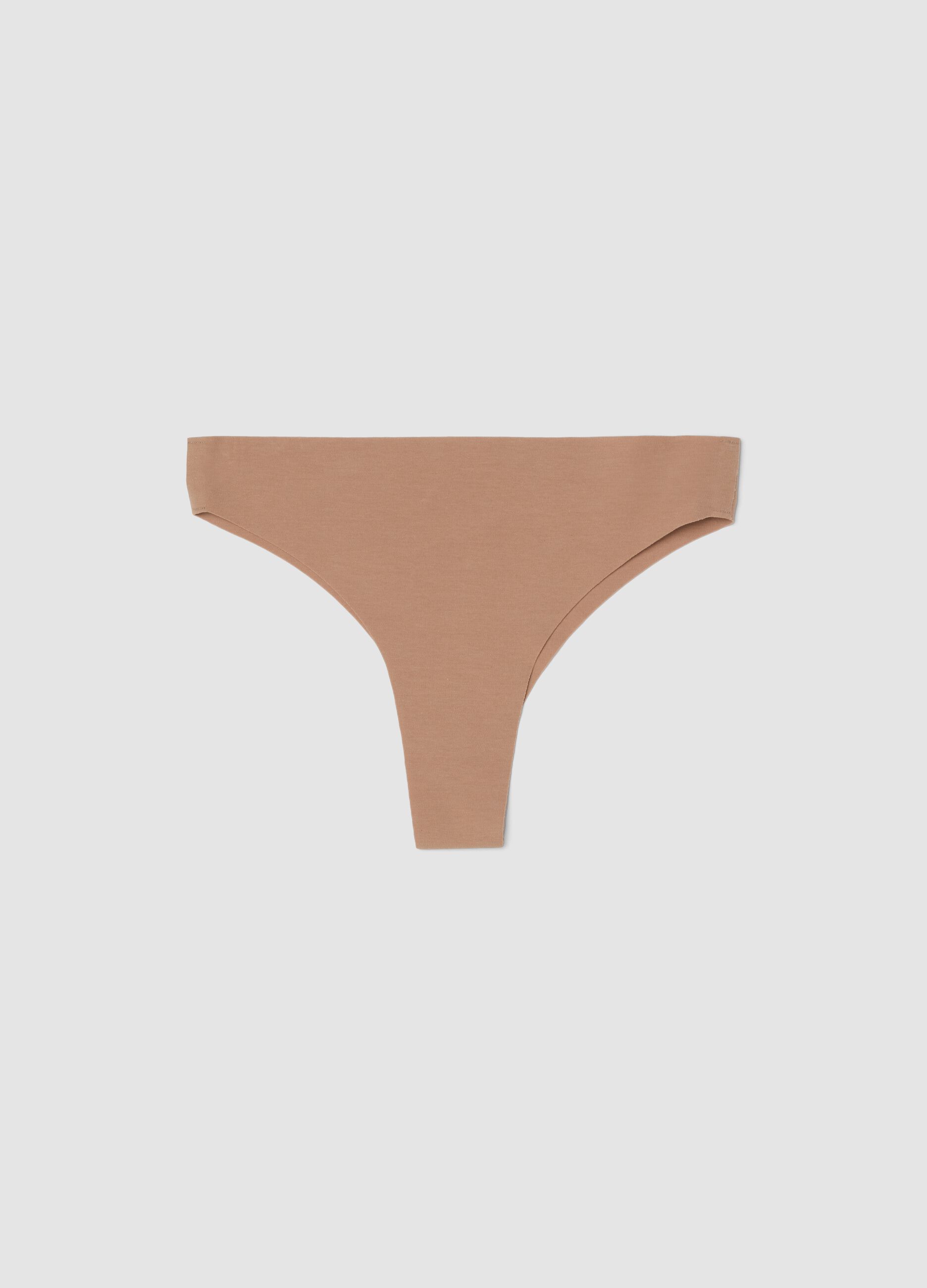 Beige regular fit stretch cotton Brazilian briefs