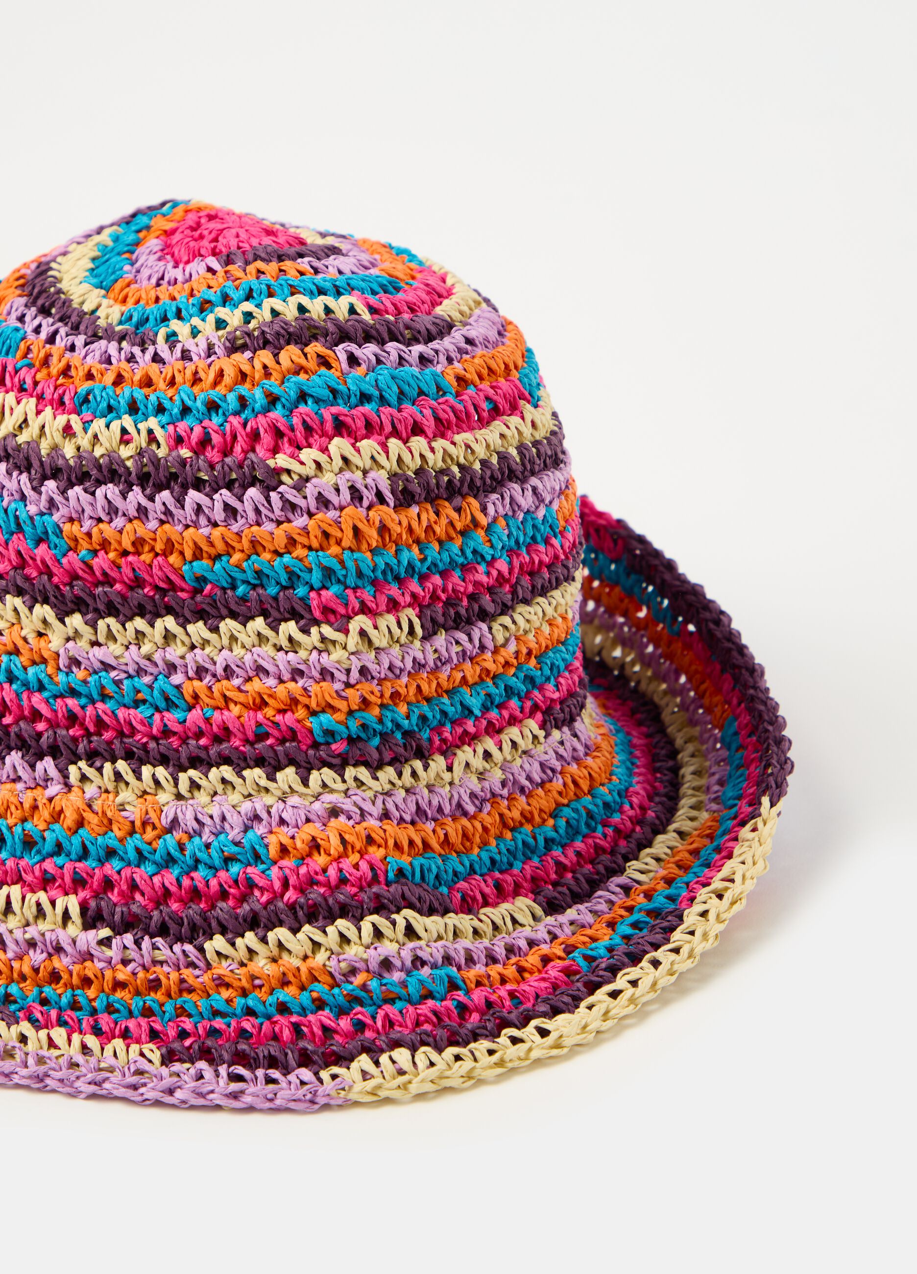 Multicoloured raffia hat