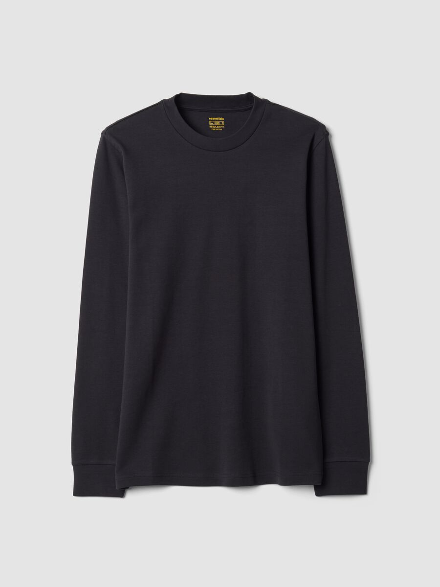 T-shirt grigia in puro cotone girocollo regular fit_0