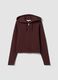 Brown full-zip hoodie in pure cotton with fitted cut_4