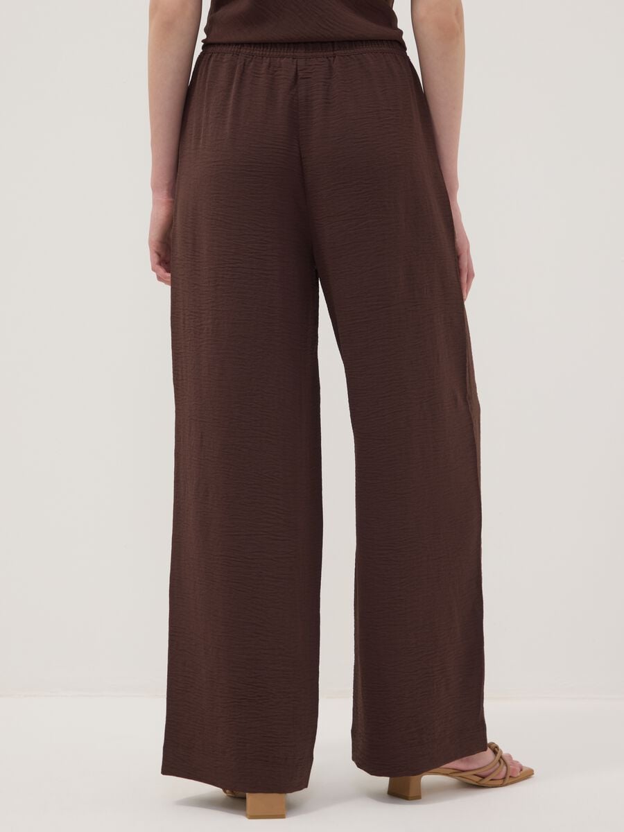 Brown wide-leg trousers with elasticated waistband_2