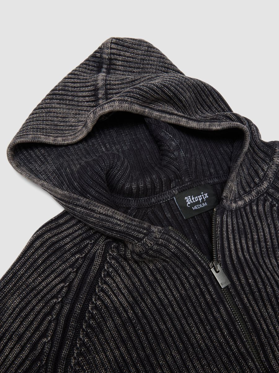 Knit Ribbed Hoodie Vintage Grey_2