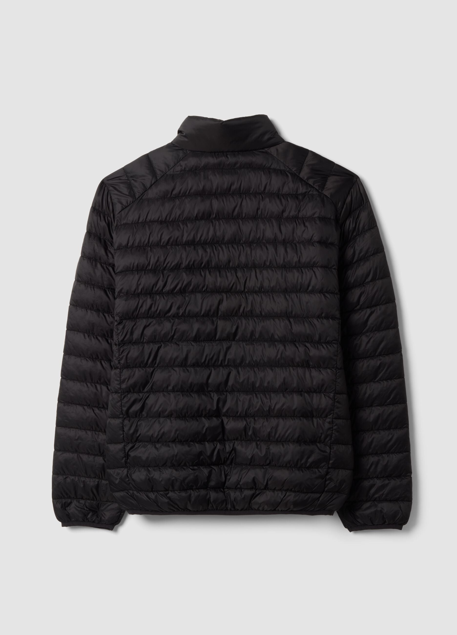 Black Ultralight padded jacket, regular fit, with zip