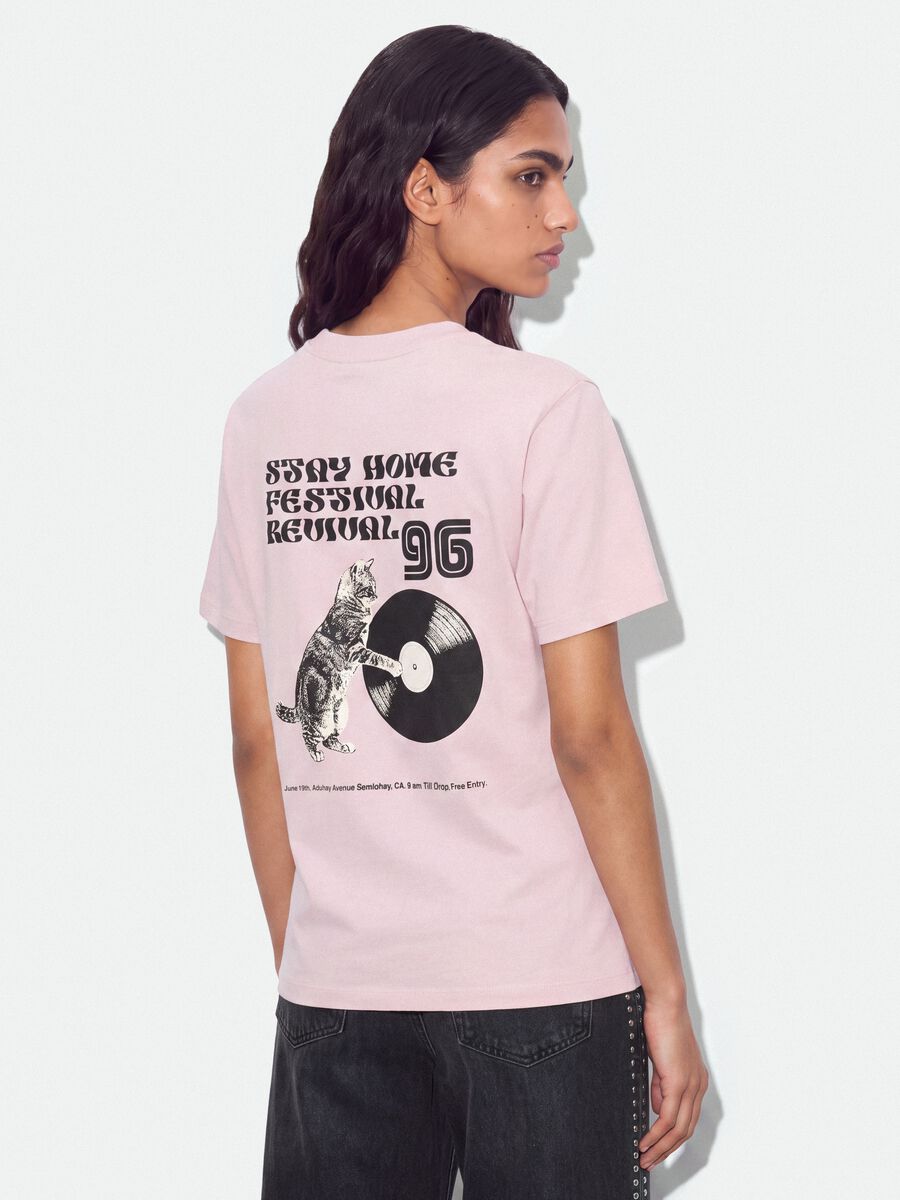 Pink relaxed-fit pure cotton T-shirt with print_2