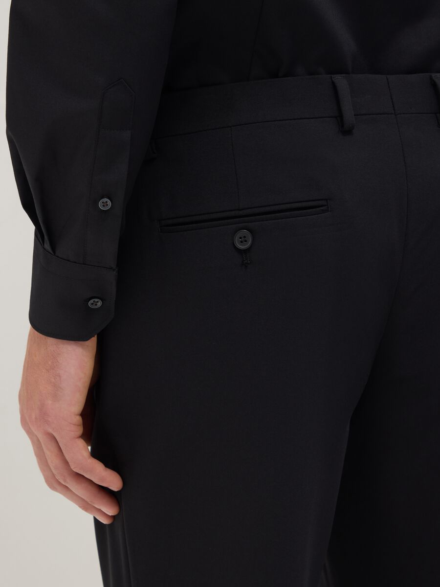 Black cotton blend shirt slim fit easy iron_3