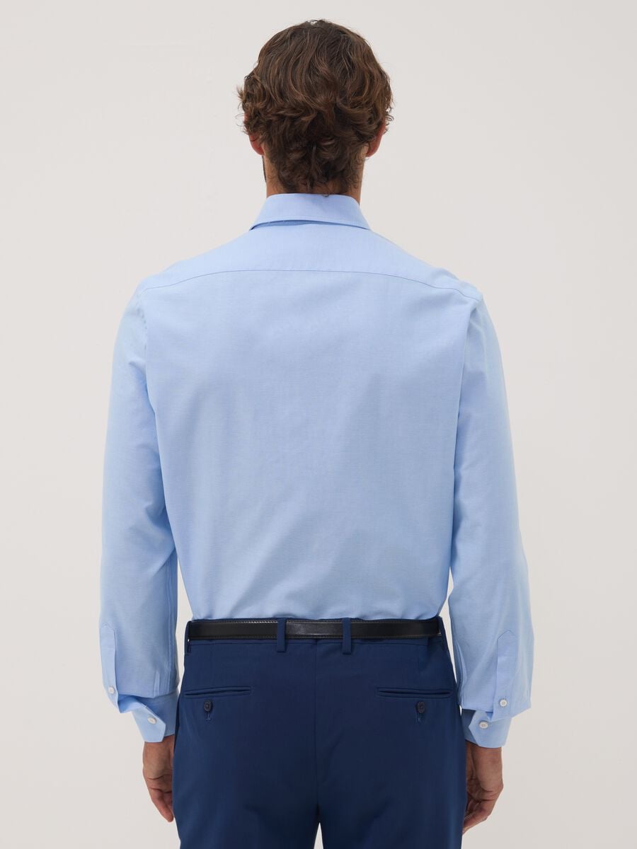Light blue pure cotton Oxford shirt with cutaway collar, slim fit_3