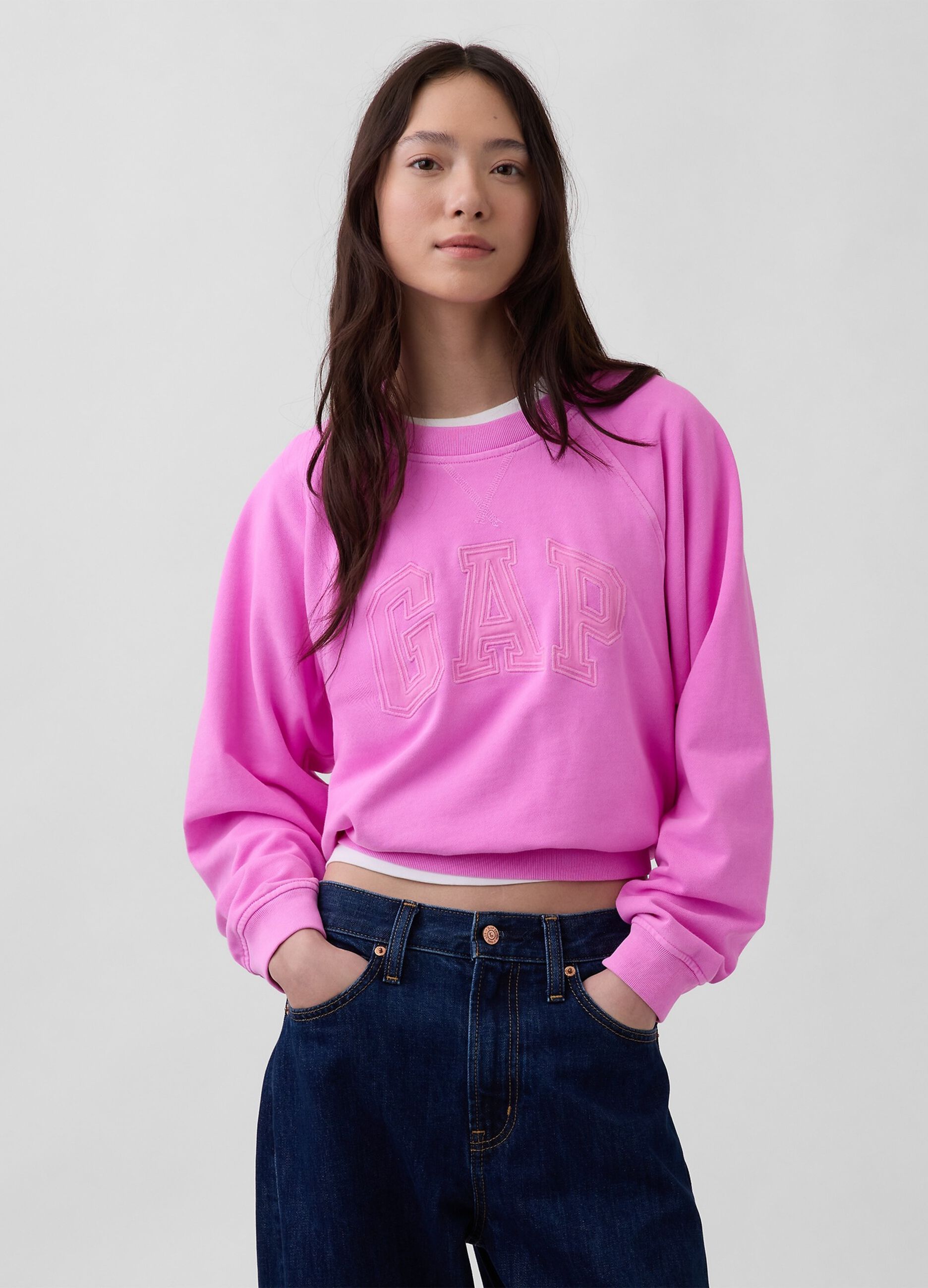 Cotton-blend crew-neck sweatshirt