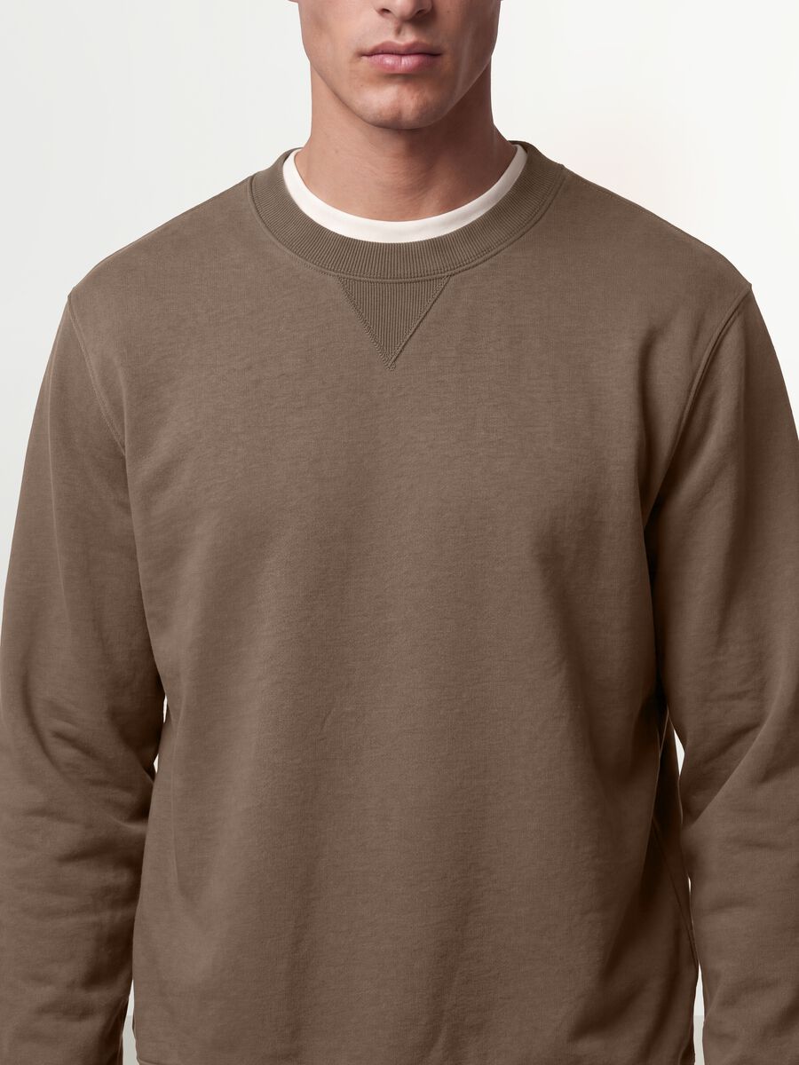 Grey crew-neck cotton-blend sweatshirt, regular fit_1