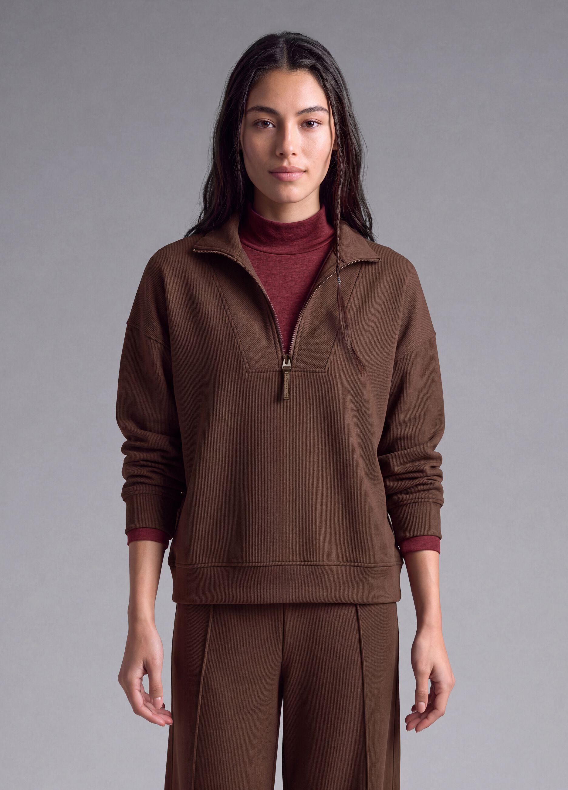 Brown stretch modal crew-neck sweatshirt ALTAVIA STUDIO