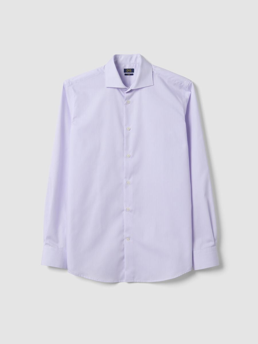 White striped pure cotton shirt with French collar, slim fit, non-iron_4