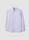Camisa branca &agrave;s riscas em algod&atilde;o puro com colarinho franc&ecirc;s, corte slim, n&atilde;o precisa de passar a ferro_4