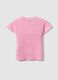 Pink short-sleeve girls' T-shirt regular fit with mesh texture_4