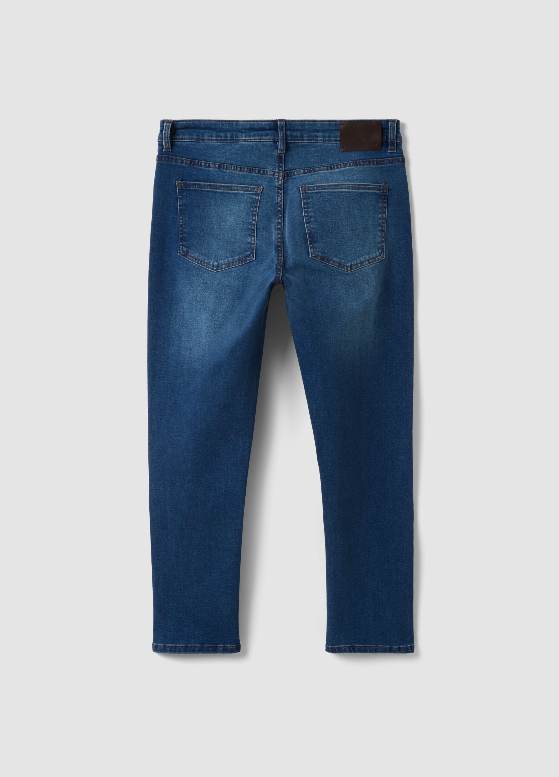 Blue stretch cotton slim tapered jeans