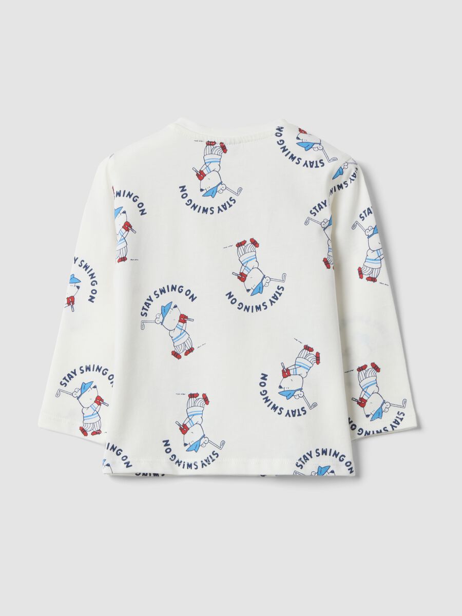 White pure organic cotton T-shirt with teddy bear print_1