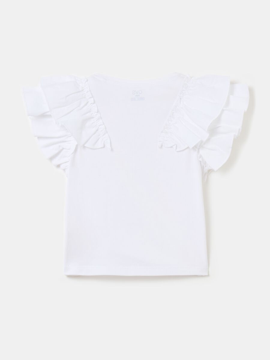 Camiseta de algodón elástico con volantes_1