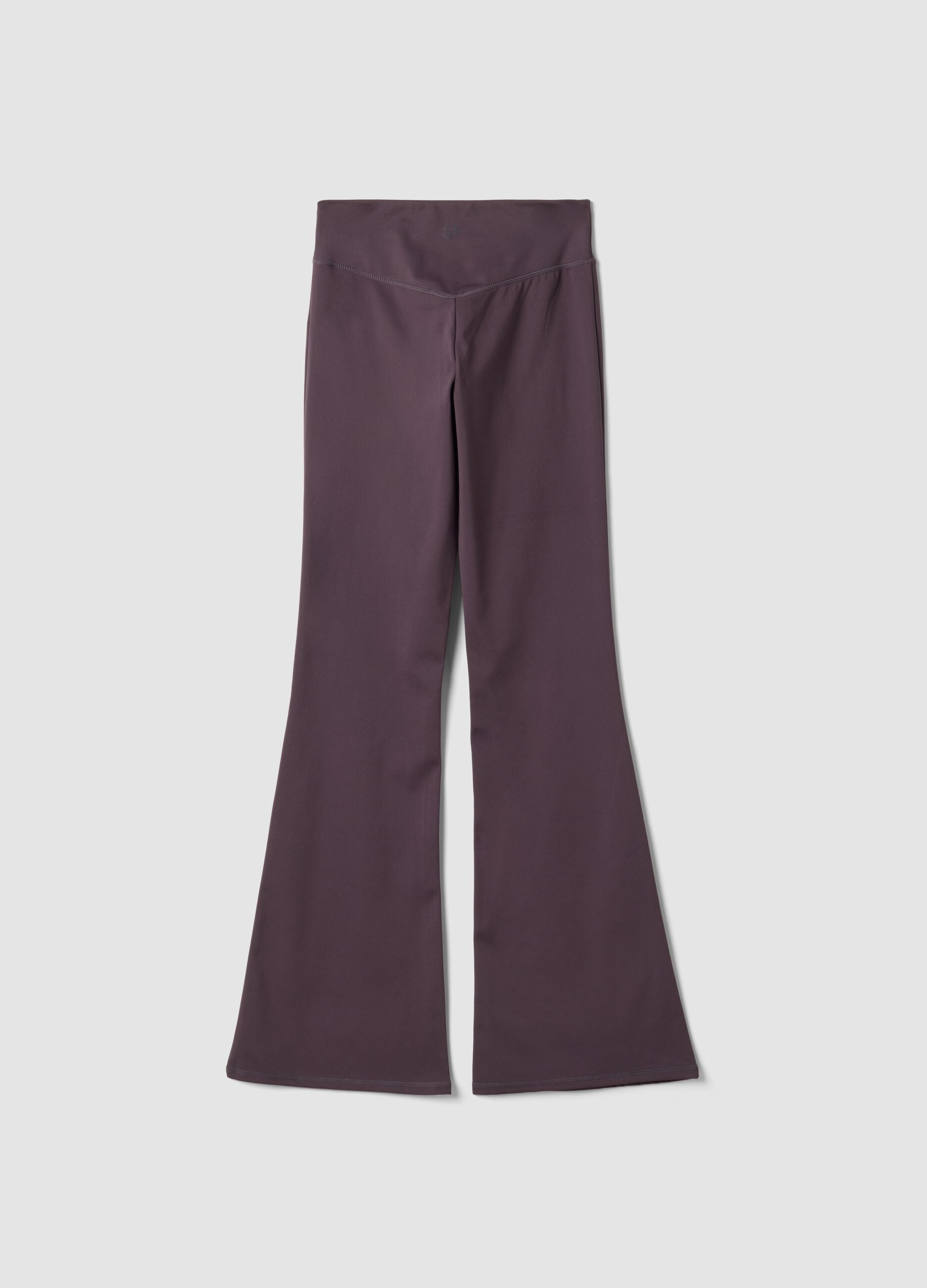 Purple Flared Leggings in Stretch Fabric