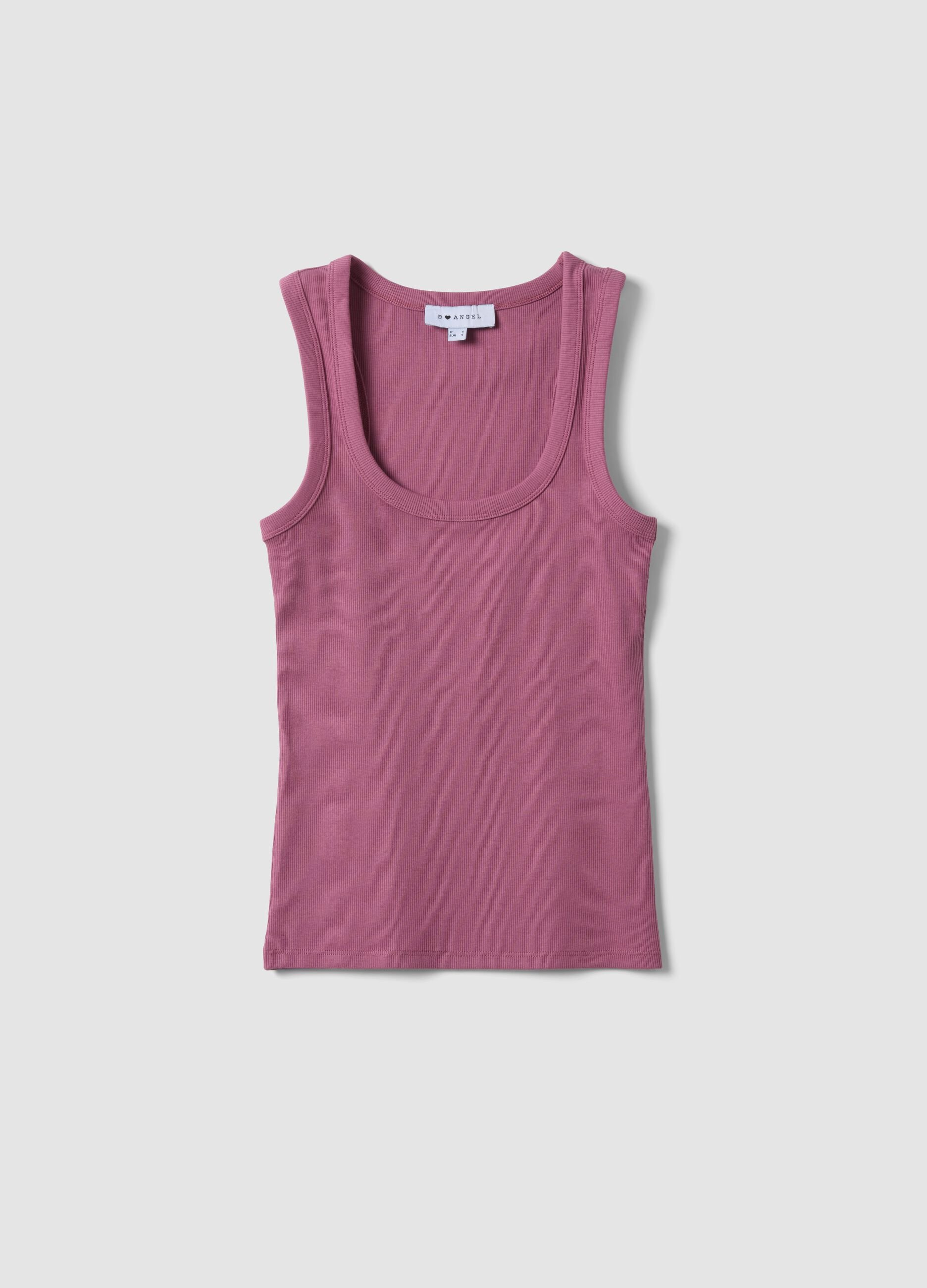 Pink stretch cotton tank top