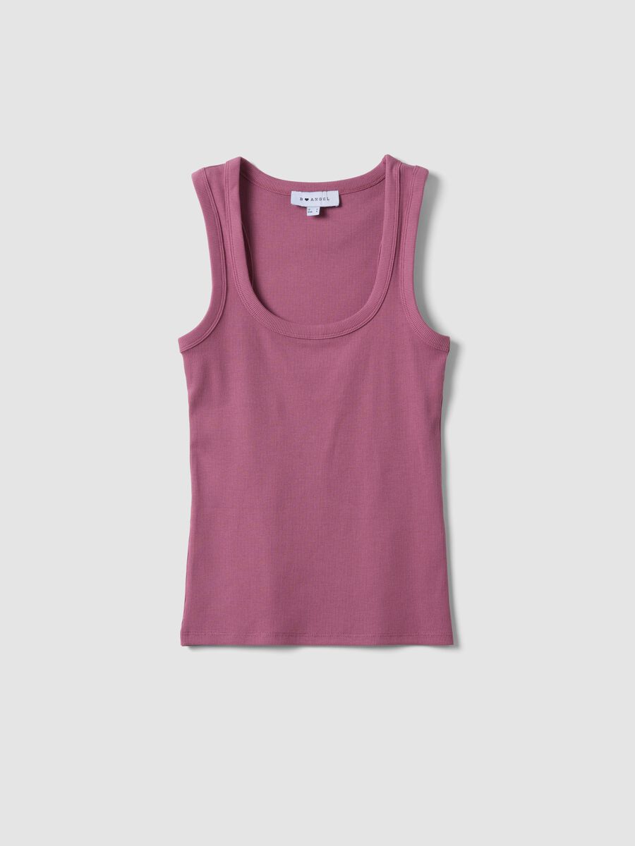 Pink stretch cotton tank top_4