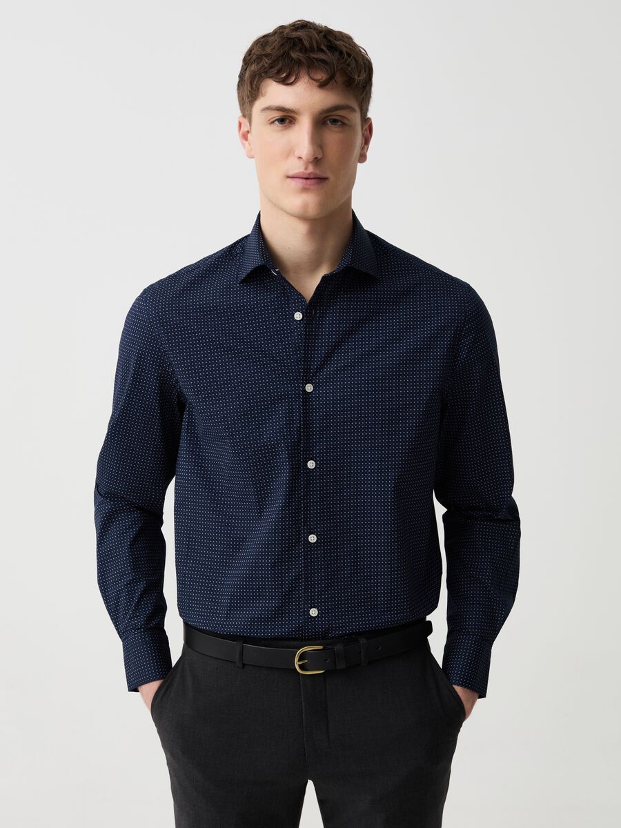 Regular-fit stretch shirt with pattern_1