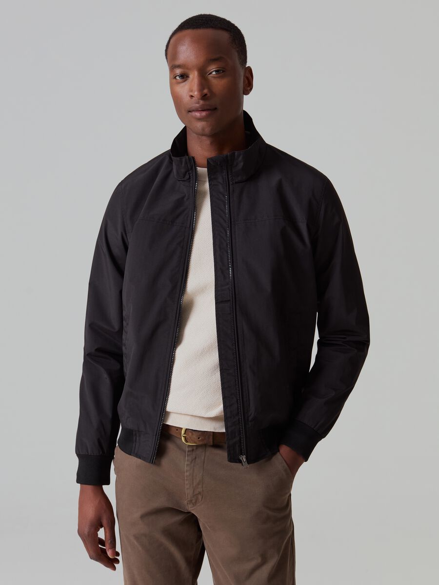 Full-zip bomber jacket with high neck_0