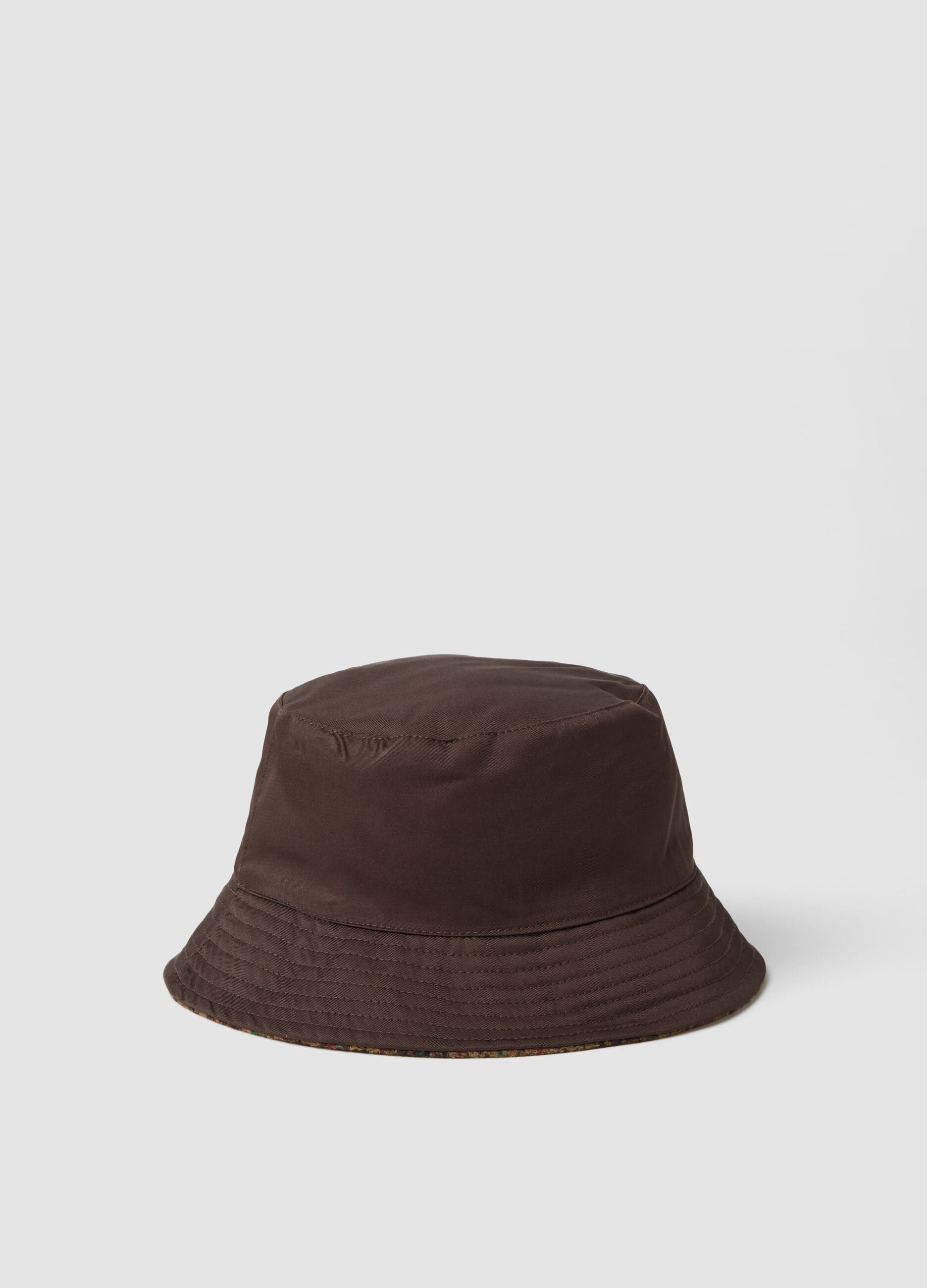 Brown reversible cotton-blend hat