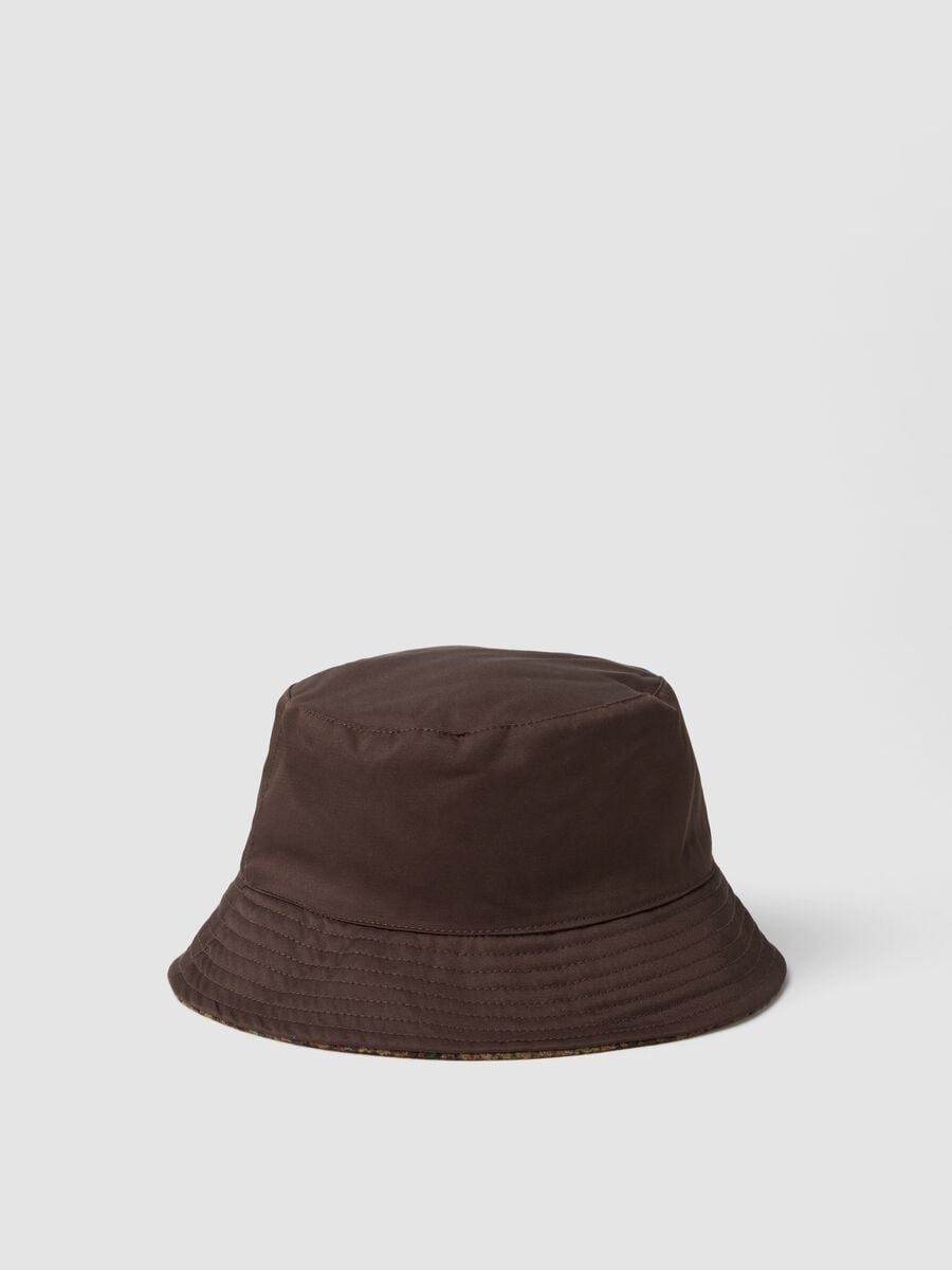 Brown reversible cotton-blend hat_0